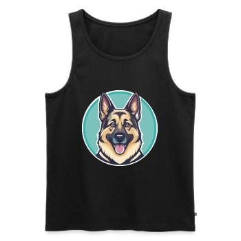 Berger allemand caniche chien race dessin animé Kawaii - Débardeur bio Premium Homme - noir - Devant - Michal (187cm)