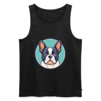 Grand Anglo Français Blanc Et Noir Chien Dessin Animé Animal De Compagnie - Débardeur bio Premium Homme - noir - Devant - Michal (187cm)