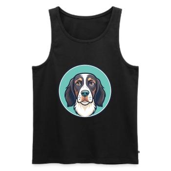 Frison Chien d’Arrêt Race Dessin Animé Kawaii Clipart - Débardeur bio Premium Homme - noir - Devant - Michal (187cm)