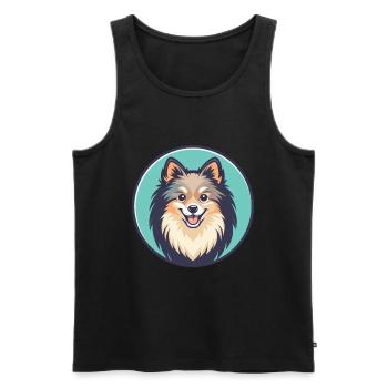 Spitz allemand chien race dessin animé Kawaii Clipart animal de compagnie - Débardeur bio Premium Homme - noir - Devant - Michal (187cm)