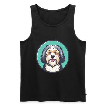 Havanese Dog Breed Colorful Cartoon Kawaii Clipart - Men's Premium Organic Tank Top - black - Front - Michal (187cm)