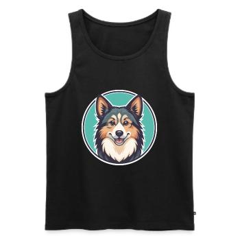 Chien de berger islandais Race de chien Dessin animé Kawaii - Débardeur bio Premium Homme - noir - Devant - Michal (187cm)