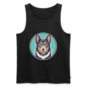 Indian Pariah Dog Breed Cartoon Kawaii Clipart Pet - Men's Premium Organic Tank Top - black - Front - Michal (187cm)
