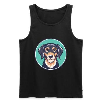 Istrian Coarse Haired Hound Dog Breed Cartoon Pet - Men's Premium Organic Tank Top - black - Front - AI Model Male 178 light (178cm)