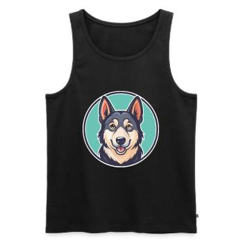 Hygenhund Chien Race Dessin animé Kawaii Clipart Animal - Débardeur bio Premium Homme - noir - Devant - Michal (187cm)