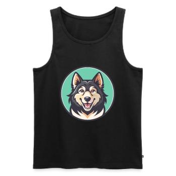 Karakachan Chien Race Dessin animé Kawaii Clipart Animal - Débardeur bio Premium Homme - noir - Devant - AI Model Male 178 light (178cm)