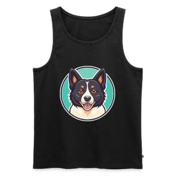 Karelian Bear Dog Breed Cartoon Kawaii Clipart Pet - Men's Premium Organic Tank Top - black - Front - Michal (187cm)
