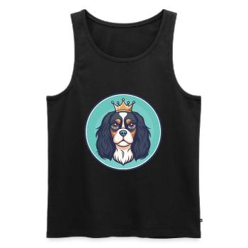 King Charles Spaniel Chien Race Dessin Animé Kawaii Pet - Débardeur bio Premium Homme - noir - Devant - Michal (187cm)