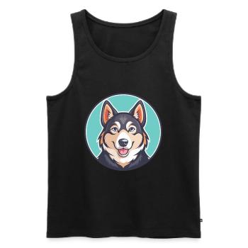Karelo Finlandais Laïka Chien Race Dessin Animé Kawaii Pet - Débardeur bio Premium Homme - noir - Devant - AI Model Male 178 light (178cm)