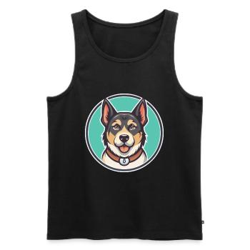 Kars race de chien dessin animé Kawaii Clipart Illustration - Débardeur bio Premium Homme - noir - Devant - Michal (187cm)