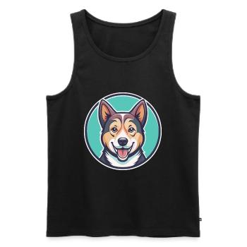 Kintamani Chien Race Dessin Animé Kawaii Clipart Animal - Débardeur bio Premium Homme - noir - Devant - Michal (187cm)
