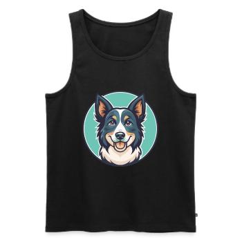 Koolie chien race dessin animé Kawaii Clipart Animal Animal de compagnie - Débardeur bio Premium Homme - noir - Devant - Michal (187cm)