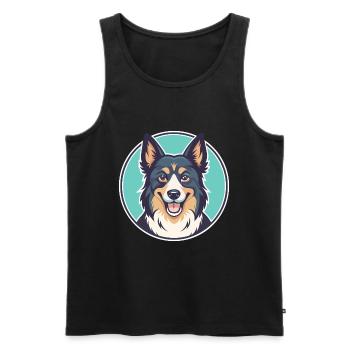 Lapponischer Hirte Hund Rasse Karikatur Kawaii Clipart - Männer Premium Bio Tank Top - Schwarz - Vorne - Michal (187cm)