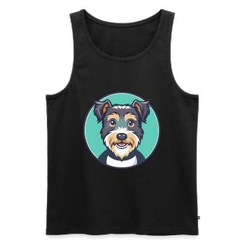 Lucas Terrier Chien Race Dessin animé Kawaii Clipart Animal de compagnie - Débardeur bio Premium Homme - noir - Devant - Michal (187cm)