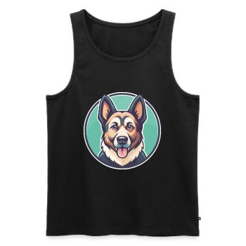 Magyar Agar Chien Race Drôle Dessin animé Kawaii Clipart - Débardeur bio Premium Homme - noir - Devant - AI Model Male 178 light (178cm)