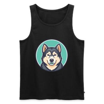 Middle Asian Ovtcharka Dog Breed Cartoon Kawaii - Men's Premium Organic Tank Top - black - Front - Michal (187cm)