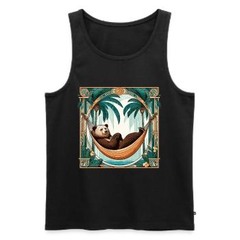 Pension de retraite Ours Retraité Palmiers Cadeau - Débardeur bio Premium Homme - noir - Devant - Michal (187cm)