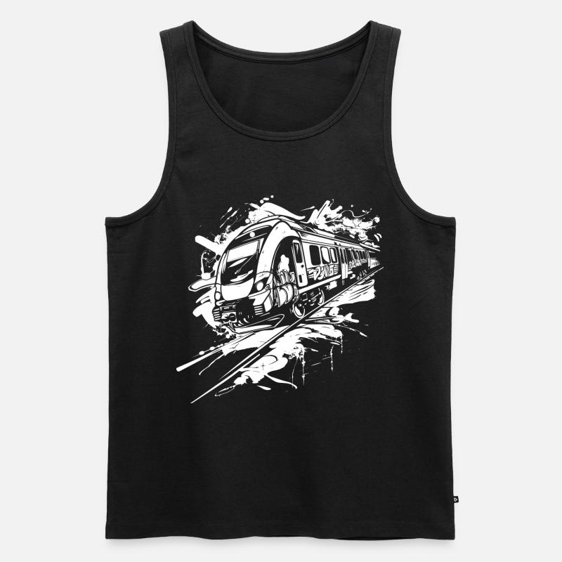 Zug Graffiti - Männer Premium Bio Tank Top - Schwarz