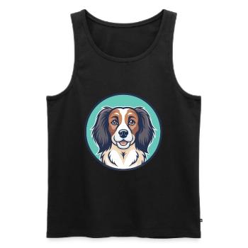 Nederlandse Kooikerhondje Race de chien Dessin animé Kawaii - Débardeur bio Premium Homme - noir - Devant - AI Model Male 178 light (178cm)