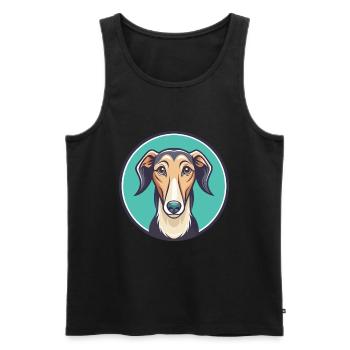 Vieux lévrier croate race de chien dessin animé Kawaii - Débardeur bio Premium Homme - noir - Devant - Michal (187cm)