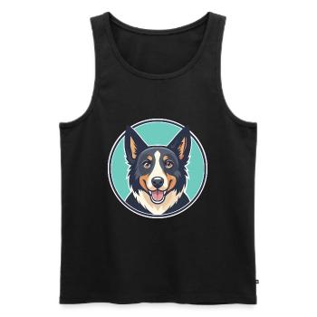 Nouvelle-Zélande Huntaway Chien Race Dessin animé Kawaii Pet - Débardeur bio Premium Homme - noir - Devant - Michal (187cm)