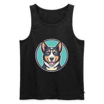 Nouvelle-Zélande Tête Chien Race Drôle Dessin Animé Kawaii - Débardeur bio Premium Homme - noir - Devant - Michal (187cm)