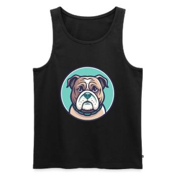 Vieux bouledogue anglais chien race drôle dessin animé Kawaii - Débardeur bio Premium Homme - noir - Devant - Michal (187cm)
