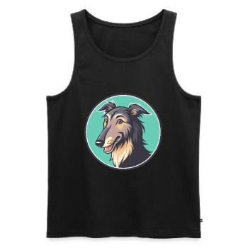 Pampas Deerhound Chien Race Dessin animé Kawaii Clipart - Débardeur bio Premium Homme - noir - Devant - Michal (187cm)