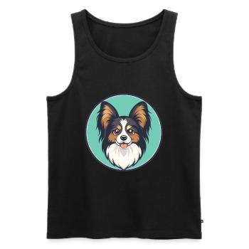 Papillon Chien Race Coloré Dessin Animé Kawaii Clipart - Débardeur bio Premium Homme - noir - Devant - Michal (187cm)