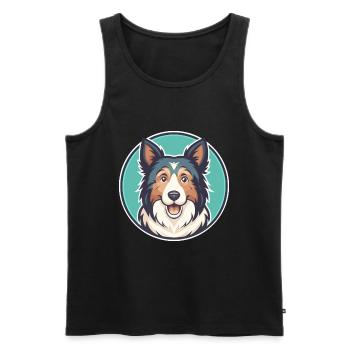 Alter Welsh Grey Schäferhund Hunderasse Karikatur Kawaii - Männer Premium Bio Tank Top - Schwarz - Vorne - Michal (187cm)