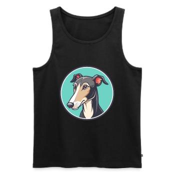 Lévrier polonais chien race dessin animé Kawaii Clipart - Débardeur bio Premium Homme - noir - Devant - Michal (187cm)