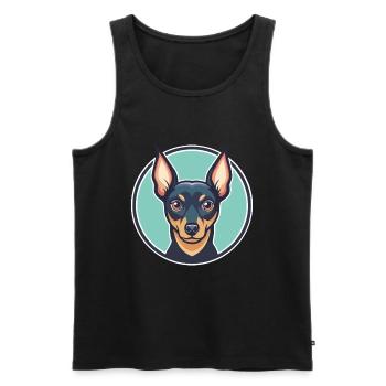 Prague Ratter Chien Race Dessin animé Kawaii Clipart Animal de compagnie - Débardeur bio Premium Homme - noir - Devant - Michal (187cm)