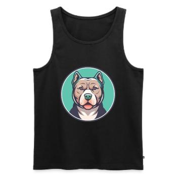 Pitbull Dog Breed Cartoon Character Kawaii Clipart - Men's Premium Organic Tank Top - black - Front - Michal (187cm)