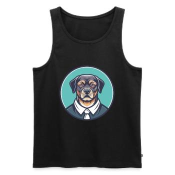 Portuguese Watchdog Dog Breed Funny Cartoon Kawaii - Men's Premium Organic Tank Top - black - Front - Michal (187cm)