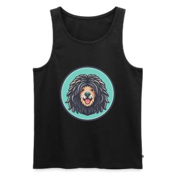 Puli chien race dessin animé Kawaii Clipart Illustration - Débardeur bio Premium Homme - noir - Devant - Michal (187cm)