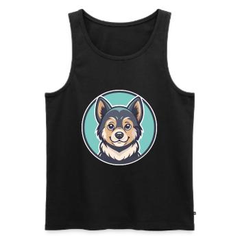 Russe Jouet Chien Race Drôle Dessin Animé Kawaii Clipart - Débardeur bio Premium Homme - noir - Devant - Michal (187cm)