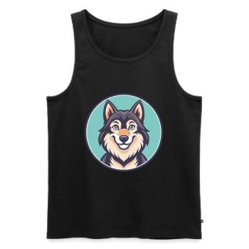 Saarloos Wolfdog Hunderasse Cartoon Kawaii Clipart - Männer Premium Bio Tank Top - Schwarz - Vorne - AI Model Male 178 light (178cm)