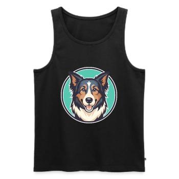 Sardischer Schäferhund Hunderasse Karikatur Kawaii - Männer Premium Bio Tank Top - Schwarz - Vorne - AI Model Male 178 light (178cm)