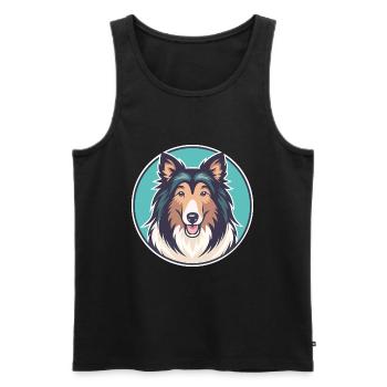 Rough Collie Chien Race Dessin animé Kawaii Clipart Animal de compagnie - Débardeur bio Premium Homme - noir - Devant - Michal (187cm)