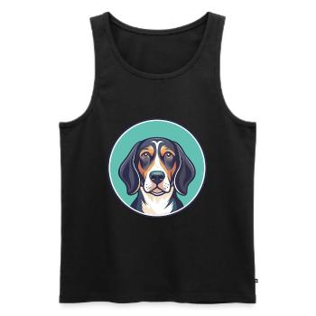 Chien de chasse tricolore serbe Race Dessin animé Kawaii - Débardeur bio Premium Homme - noir - Devant - Michal (187cm)
