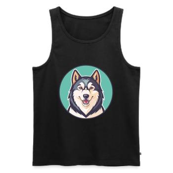Seppala Sibérien Traîneau Chien Race Dessin Animé Kawaii - Débardeur bio Premium Homme - noir - Devant - Michal (187cm)