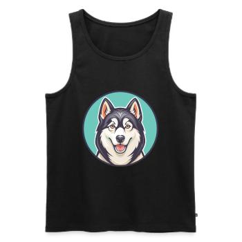 Husky sibérien chien race dessin animé Kawaii Clipart - Débardeur bio Premium Homme - noir - Devant - Michal (187cm)