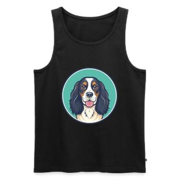 Russian Spaniel Dog Breed Cartoon Kawaii Clipart - Men's Premium Organic Tank Top - black - Front - Michal (187cm)