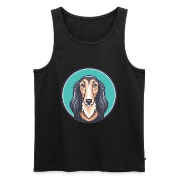 Saluki Dog Breed Cartoon Kawaii Clipart Animal Pet - Men's Premium Organic Tank Top - black - Front - AI Model Male 178 light (178cm)