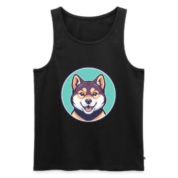 Shikoku Dog Breed Cartoon Character Kawaii Clipart - Men's Premium Organic Tank Top - black - Front - Michal (187cm)