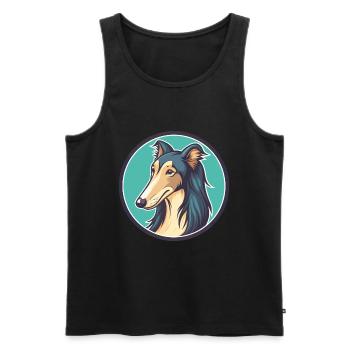 Silken Windhound Chien Race Dessin animé Kawaii Clipart - Débardeur bio Premium Homme - noir - Devant - Michal (187cm)