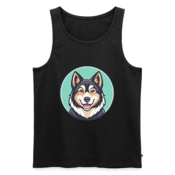 Sibérien Laïka Chien Race Dessin animé Kawaii Clipart - Débardeur bio Premium Homme - noir - Devant - Michal (187cm)