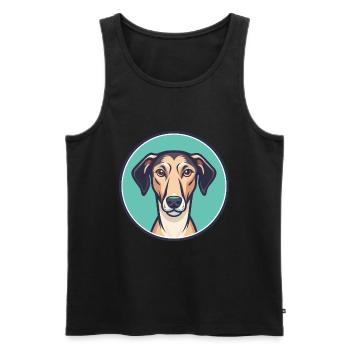 Sloughi Hunderasse Zeichentrickfigur Kawaii Clipart - Männer Premium Bio Tank Top - Schwarz - Vorne - AI Model Male 178 light (178cm)