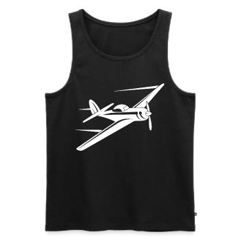 Croquis d’avion d’hélice - Débardeur bio Premium Homme - noir - Devant - AI Model Male 178 light (178cm)