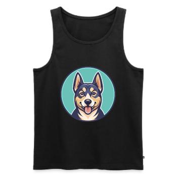 Stichelhaar Chien Race Drôle Dessin animé Kawaii Clipart - Débardeur bio Premium Homme - noir - Devant - AI Model Male 178 light (178cm)